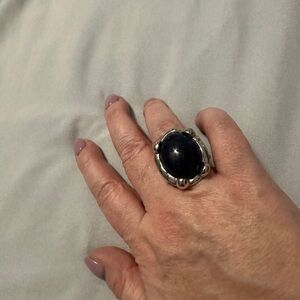 Silver and Navy Women’s Statement Ring